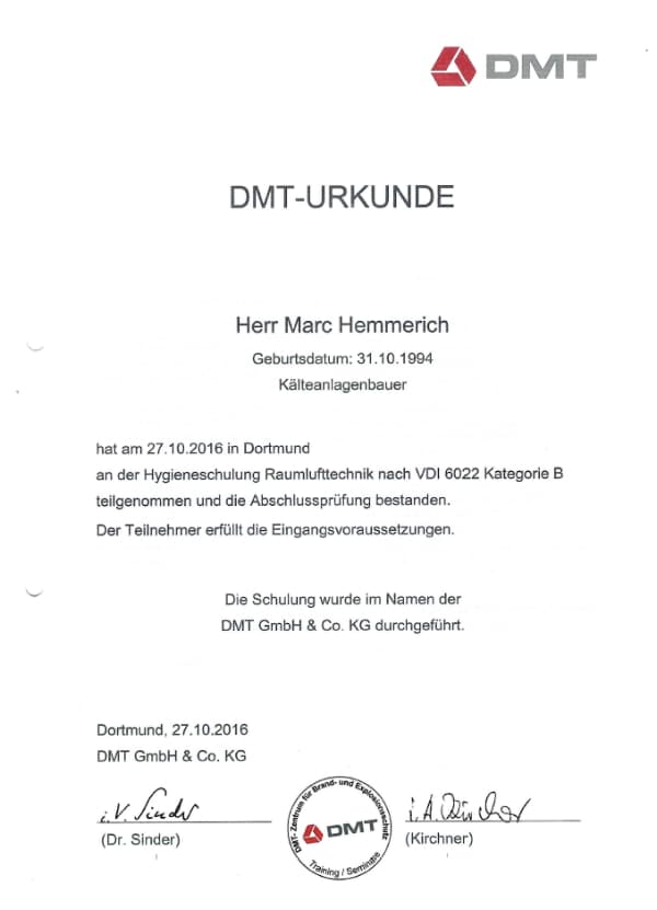 HKK Marc Hemmerich DMT Zertifizierung